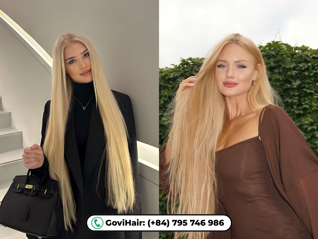 Straight long hair with blonde color
