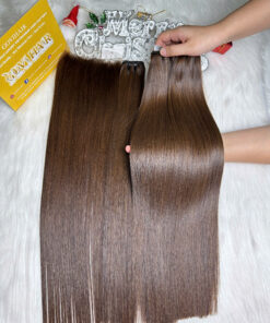 Luxurios Weft Hair Extensions Bone Straight Brown Color Vietnamese Hair