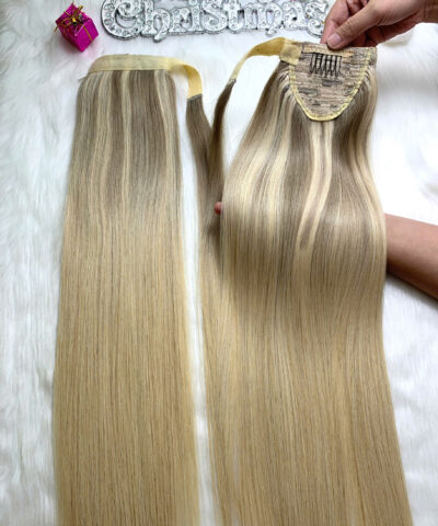 Ponytail Hair Extensions Mix Piano Blonde Color Luxurious Vietnamese Hair