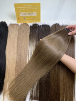 Straight #7 Light Ash Brown Feather Weft Hair Extensions