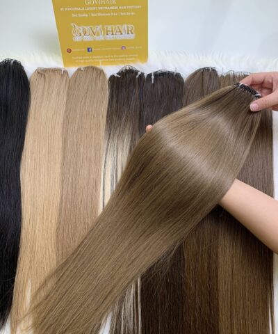Straight #7 Light Ash Brown Feather Weft Hair Extensions