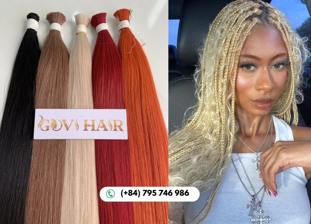 Straight Bulk Human Hair For Braiding Blonde Color Raw Hair 