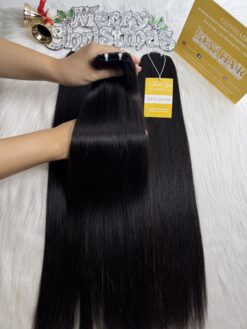 22 Inch Straight Natural Black Color Feather Weft Hair Extensions for Salon Owners 11 Natural Black Feather Weft Hair Extensions
