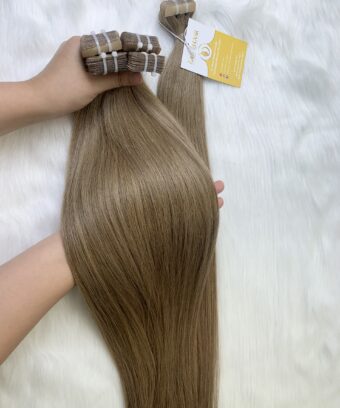 24 Inch Straight #18 Ash Blonde Color Tape In Hair Extensions Premium Human Hair 5 Tape-in Hair Extensions #18 Color Virgin Vietnamese Hair