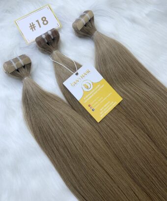 24 Inch Straight #18 Ash Blonde Color Tape In Hair Extensions Premium Human Hair 7 Tape-in Hair Extensions #18 Color Virgin Vietnamese Hair