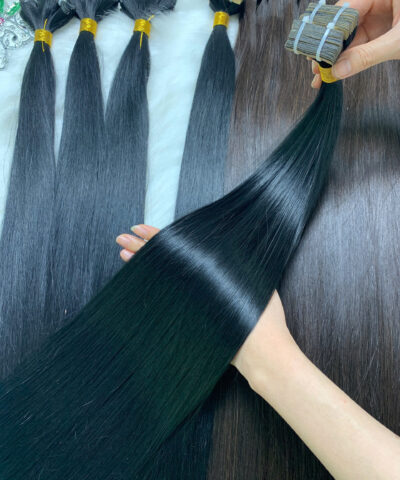 Tape-in Hair Extensions Bone Straight Natural Color Vietnamese Hair