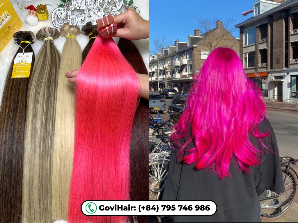 Explore Stunning Tape In Hair Extensions Pink Color Raw Hair for a Bold Statement