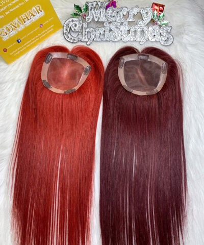 TopperToupee 150 Density Lace 5×5 Dark Red Color Vietnamese Hair
