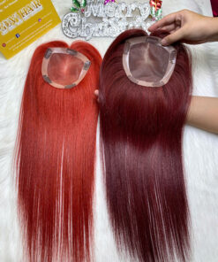 TopperToupee 150 Density Lace 5×5 Dark Red Color Vietnamese Hair
