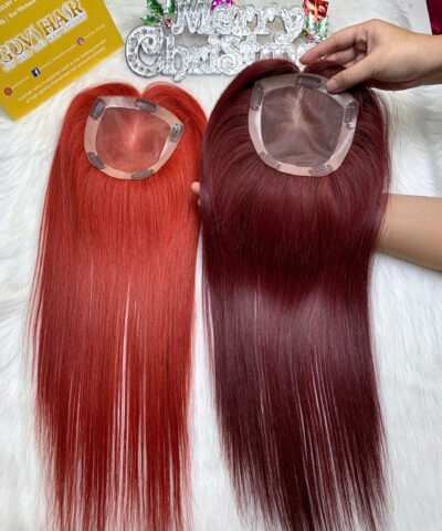TopperToupee 150 Density Lace 5×5 Dark Red Color Vietnamese Hair