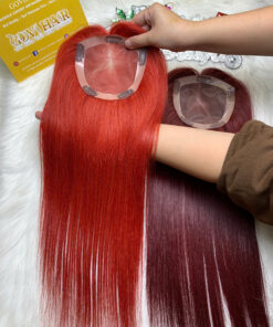 TopperToupee 150 Density Lace 5×5 Light Red Color Vietnamese Hair