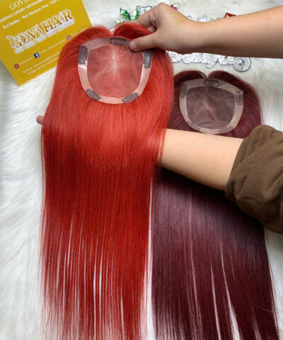 TopperToupee 150 Density Lace 5×5 Light Red Color Vietnamese Hair