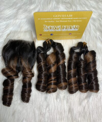 Alternative view of Bouncy Curly Double Machine Weft Hair Extensions 22 Inch Mix Piano Color
