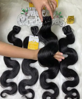 Body Wave Machine Weft Hair Extensions Natural Color