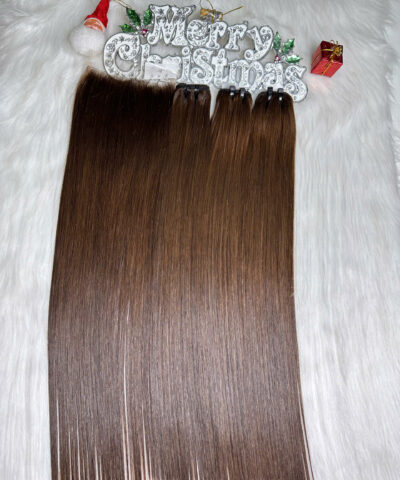 Weft Hair Extensions Bone Straight Brown Color Vietnamese Hair