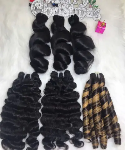 Burmese Curly Single Machine Weft Hair Extensions 26 Inch #1B Natural Color 6 Weft Hair Extensions Burmese Curly Natural Color
