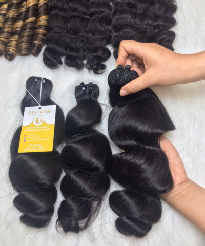 Loose Wave Machine Weft Hair Extensions Natural Color