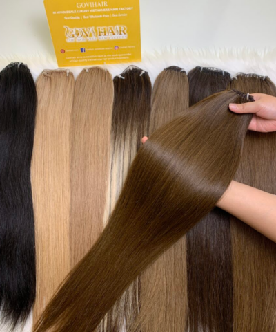 20 Inch Straight #6 Chestnut Brown Feather Weft Hair Extensions