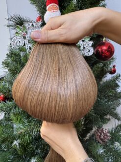 22 Inch Straight #8 Light Ash Brown Color Feather Weft Hair Extensions 7 Straight #8 Light Brown Feather Weft Hair Extensions