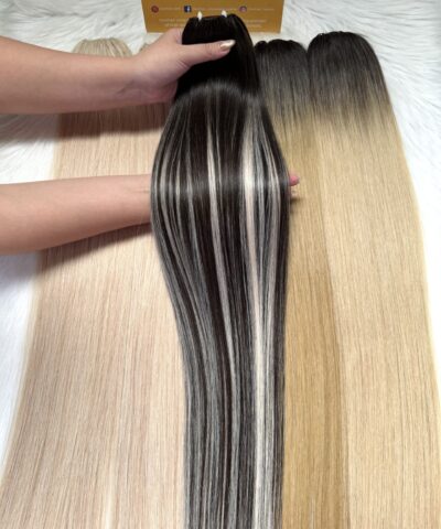 20 Inch Straight Scandinavian Blonde Color Feather Weft Hair Extensions 5 Scandinavian Feather Weft Hair Extensions