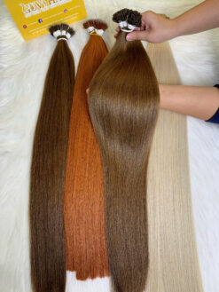26 Inch Straight #5 Light Brown Color Flat Tip Hair Extensions Pre Bonded