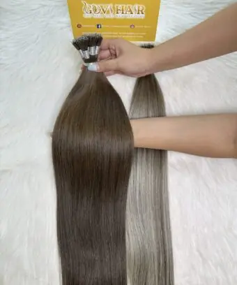 28 Inch Straight #5 Light Brown Nano Ring Hair Extensions