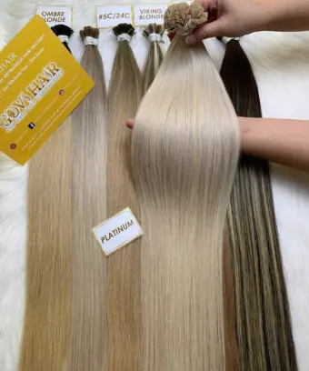 28 Inch Straight Platinum Blonde Color Flat Tip Hair Extensions for Salon
