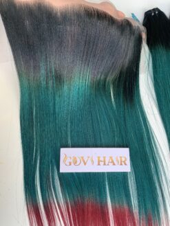 Lace Frontal 13x4 Ombre Dark Root Green Red Wine High Quality