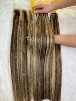Alternative view of Bone Straight Machine Weft Hair Extensions Mix Piano Color
