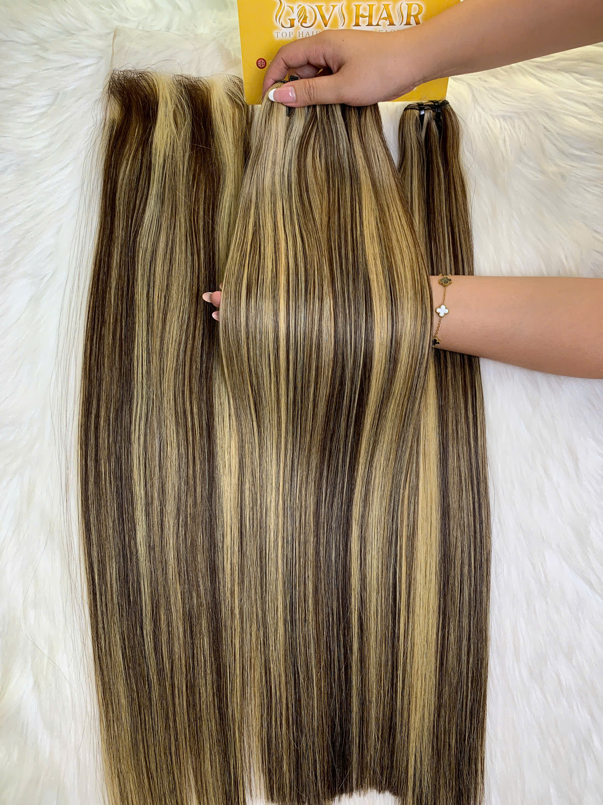 Bone Straight Machine Weft Hair Extensions Mix Piano Color 2 Bone Straight Machine Weft Hair Extensions Mix Piano Color - Image 2