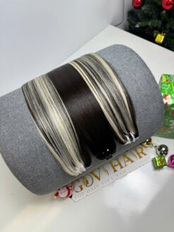 Bone Straight Machine Weft Hair Extensions Mix Piano Color