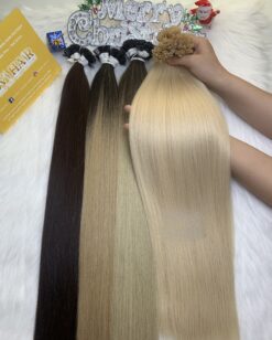 Flat Tip Hair Extensions Bone Straight Blonde Color Premium Vietnamese Hair