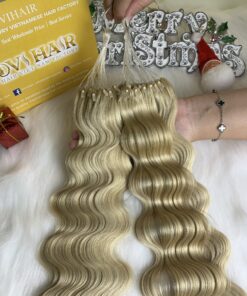 H6 Feather Hair Extensions Super Double Drawn Wavy Blonde Color Luxury Hair Grade Vietnamese Hair