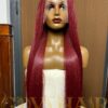 Human Hair Frontal wig 13x4 HD Lace Bone straight burgundy color