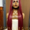 Human Hair Frontal wig 13x4 HD Lace Bone straight burgundy color