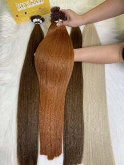 Nanoring Hair Extensions Bronze Color 26 Inches