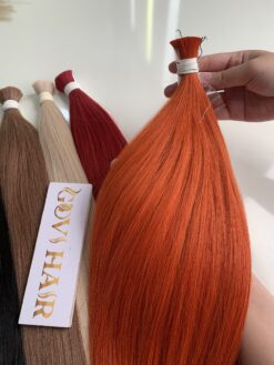 18 Inch Straight Bulk Human Hair for Braiding Red Color
