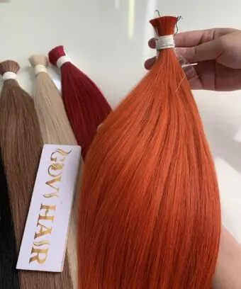 18 Inch Straight Bulk Human Hair for Braiding Red Color
