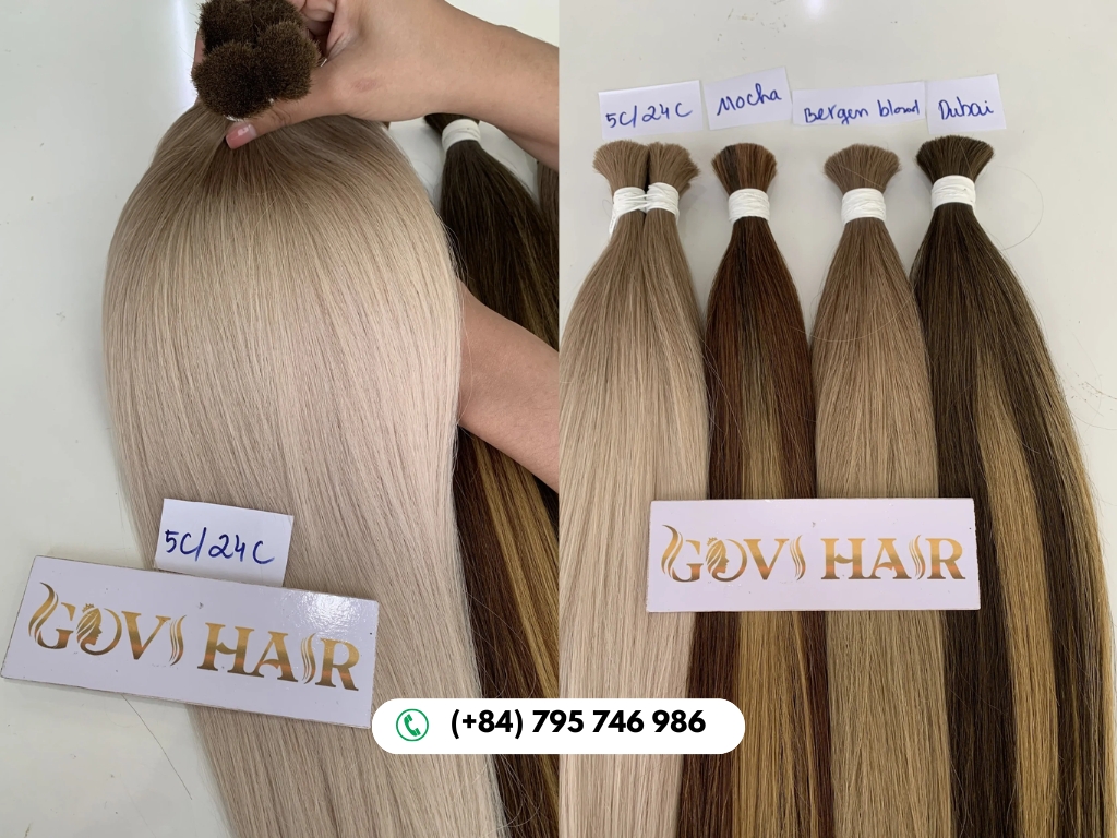 Piano Color Bulk Hair Blends Warm Brown and Blonde 