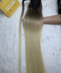Ponytail Hair Extensions Bone Straight 32 Inches Ombre 7C/613 Color Luxury Vietnam Hair