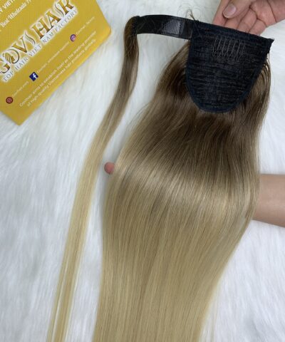 Ponytail Hair Extensions Bone Straight 32 Inches Ombre 7C/613 Color Luxury Vietnamese Hair