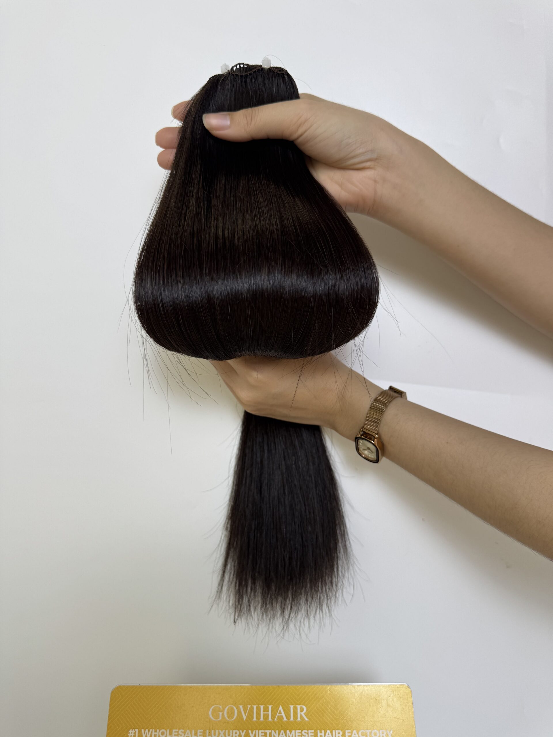 20 Inch Straight #2 Dark Brown Color Feather Weft Hair Extensions 100% Virgin Hair 3 Straight #2 Dark Brown Feather Weft Hair Extensions