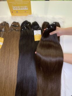 Straight #6 Chestnut Brown Feather Weft Hair Extensions
