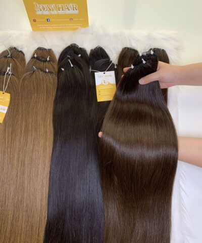 Straight #6 Chestnut Brown Feather Weft Hair Extensions