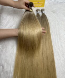 Straight Bulk Human Hair for Braiding 22 Inch Bergen Blonde