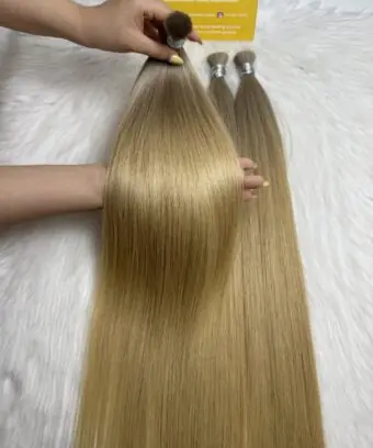 Straight Bulk Human Hair for Braiding 22 Inch Bergen Blonde