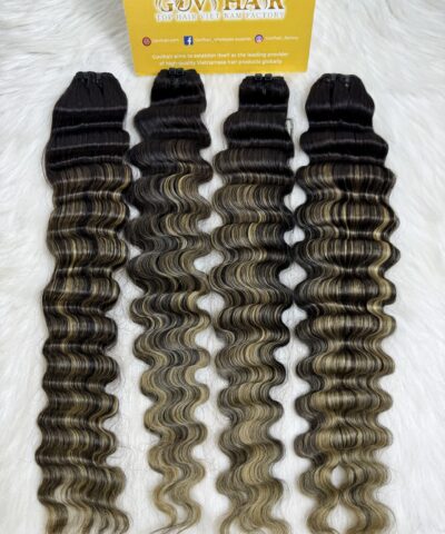 Wavy Machine Weft Hair Extensions 26 Inch Ombre Highlight Color