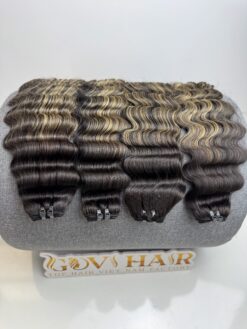 Wavy Machine Weft Hair Extensions 26 Inch Ombre Highlight