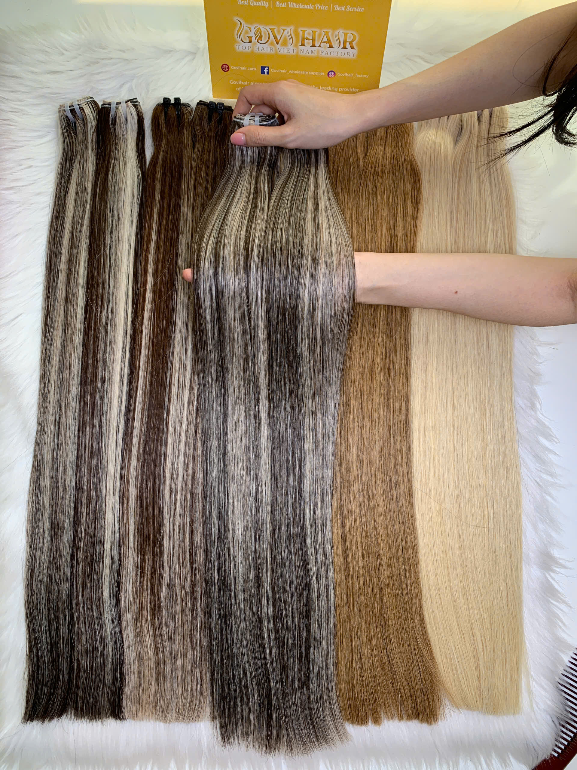 Bone Straight Machine Weft Hair Extensions Mix Piano Color 1 weft-hair-bone-straight-mix-piano-color