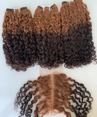 Weft Hair Extensions Pixie Curly Ombre Color Luxury Quality Vietnam Hair Product